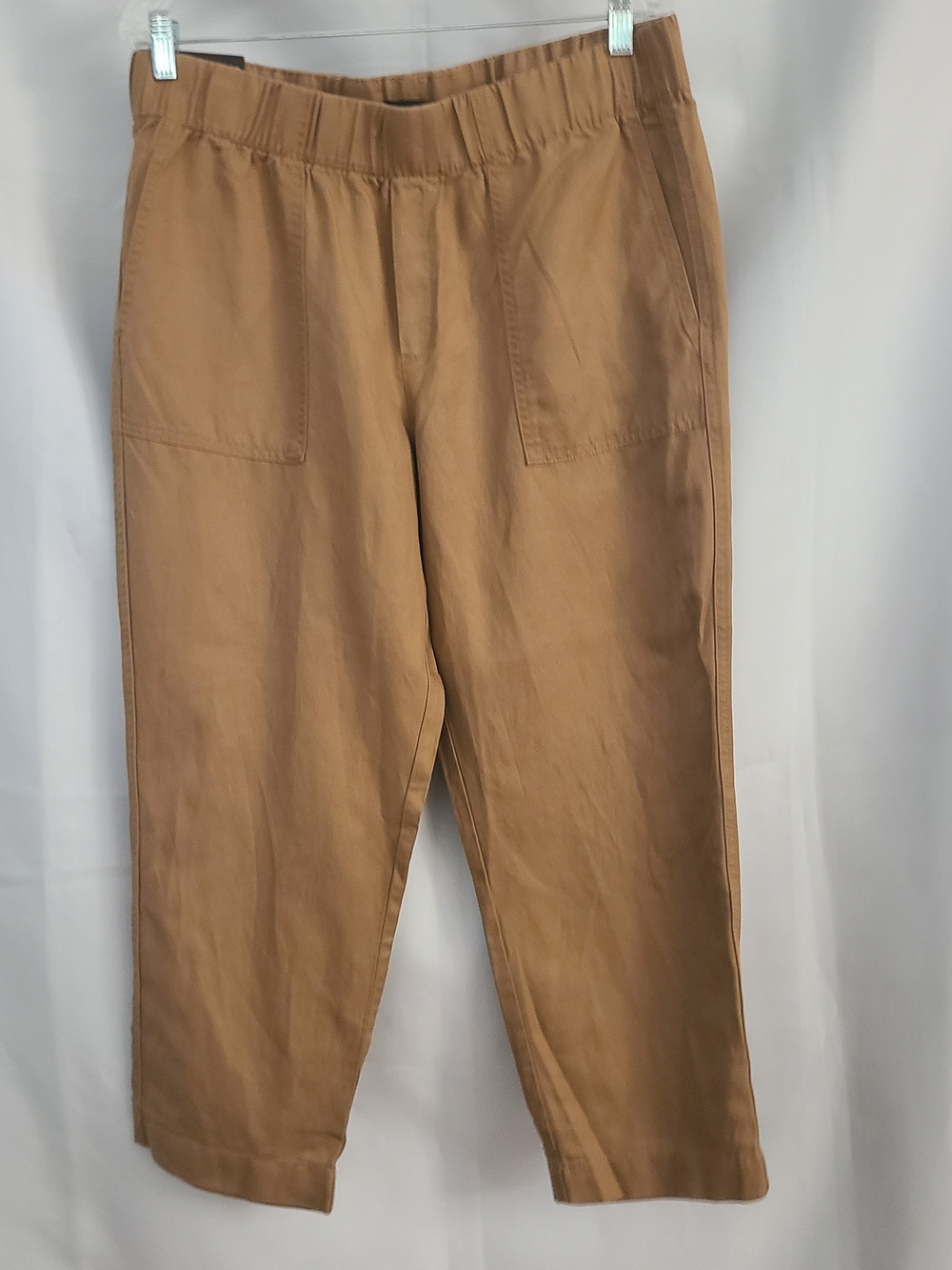 NWT Banana Republic Sz L Brown Pull On Elastic Waist Casual Cropped Tapered Pant